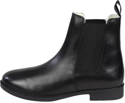 Lazura - Jodhpur Winter Reitstiefeletten Basic Plus | Kinder Stiefeletten | mit Fleece-Futter & Pull-On | schwarze Chelsea Boots aus Leder | Reitschuhe für Jungen & Mädchen | Größe 29
