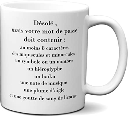 Tasse Mug Cadeau Humour - Mot de Passe - Amusant Dôle Rigolo Collègue Travail Anniversaire