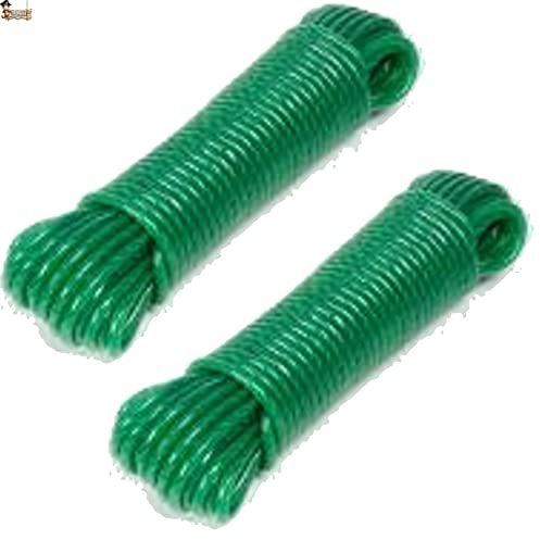 BricoLoco.com 2x20 MTS. Cuerda tendedero Forrada. para Tender Ropa en el Exterior o Interior. Tendedero de poleas, persiana, toldos. Polietileno Revestido. Ø 5 mm. (20, Verde)