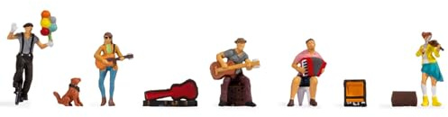 Noch Figurines H0 - Artiste de Rue - en Plastique - Colorées à la Main - pour écartement de Voie H0 - Revitalisez Votre modélisme ferroviaire