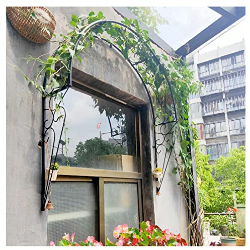 Gartenbogen Rankhilfe Torbogen, Halbrunder Rosenbogen Für Fenster, Tür, Eingang, Balkondeko, Rankenbogen Für Kletterpflanzen, Design Für Wandmontage, Einfache Installation(Black,100cm/39.3in)