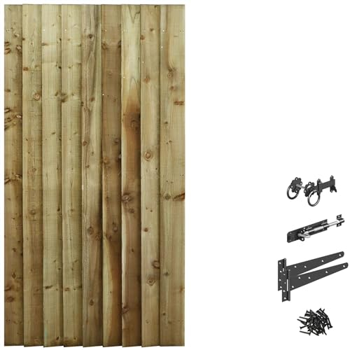 Made2Measure Bespoke Custom Widths: Between 75CM to 90CM By upto 6ft (180cm High) Feather Edge Semi-Braced Flat Top Pathway Garden Pedestrian Gate Hinge Pack Option Removed