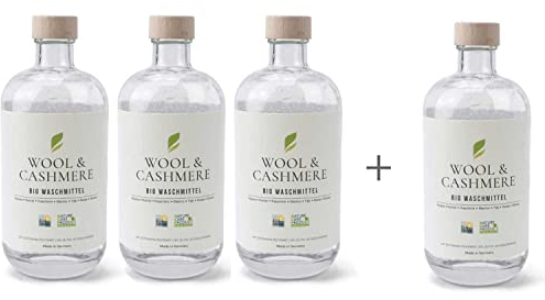 PASCUALI Bio Wollwaschmittel 4 x 500 ml Sparset, VEGAN, Bis zu 200 Waschgänge, Wool & Cashmere Konzentrat Feinwaschmittel für Hand- und Maschinenwäsche Flüssigwaschmittel für empfindliche Wäsche