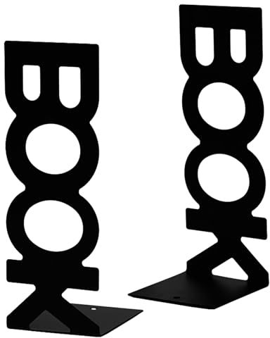 LdawyDE Buchstütze Schwarz Buchstützen Metal Book“ Buchstabenmuster Bücherstütze Bücherhalter Buchhalter Regal Bookends für Schreibtisch, Büro, Bücherregal für Bücher, DVDs, Magazine