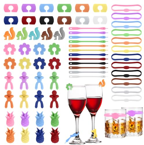 Hoiloie 65 Pièces Marque-Verre pour Vin, Champagne, Cocktail, Martini - Décoration de Fête de Bar