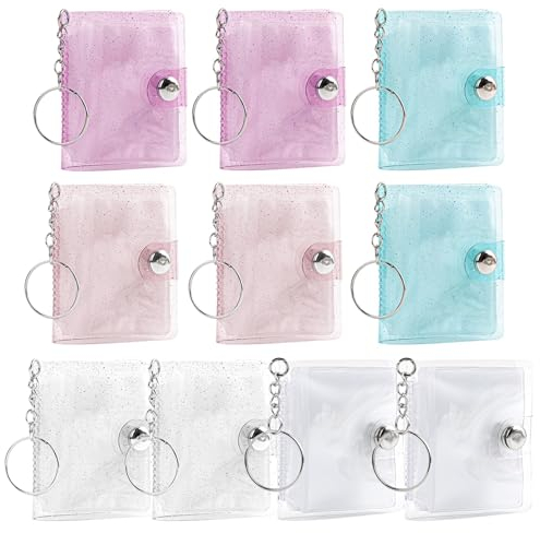 AUEAR, 6 Pack 2 Inch Mini Small Photo Album with Keychain Clear Pocket for Picture Valentine Gift