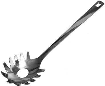 Fackelmann Cucchiaio Servispaghetti, materiale in acciaio inossidabile riciclato, alto spessore lucido, ideale per spaghetti, pasta lunga, lavabile in lavastoviglie, dimensioni 32 x 7,5 cm