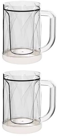 Vasos y vasos de agua, tazas de cerveza para congelador, tazas de cerveza de plástico con asas (2 unidades)