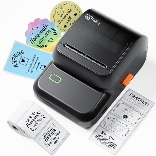 Omezizy M100 Etikettendrucker, Bluetooth Etikettendrucker Selbstklebend Etikettiergerät Tragbarer, Labeldrucker Label Printer für Küche, Adresse, Kleinunternehmen, Haushalt, Schule