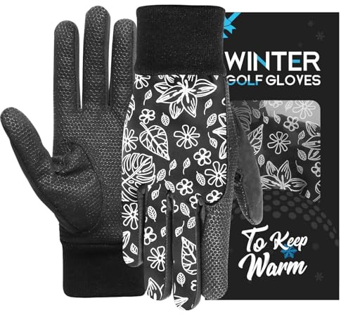 AXKAL Gants de golf thermiques d'hiver pour les deux mains, coupe-vent et imperméables pour hommes et femmes, paire, gants de golf d'hiver chauds pour temps froid, adhérence performante, noir foncé