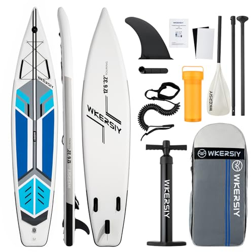 Wkersiy Cruise Inflatable Stand-Up Paddle Board, 12' 6 Length 32 Width 6 Depthm Touring SUP Suitable for Long Distance Paddling with 400LB Capacity 2 Persons Inflatable Paddle Board