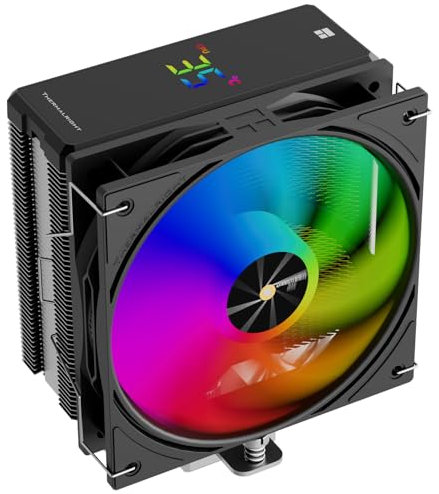 Thermalright Assassin X 120R Digital ARGB Black CPU Air Cooler, 2000RPM Speed,4 Heatpipes, 12cm Quiet PWM Fan CPU Cooler, Digital Screen Top Cover,for AM4/AM5,Intel LGA1700/1851/1150/1151/1200, PC Coo