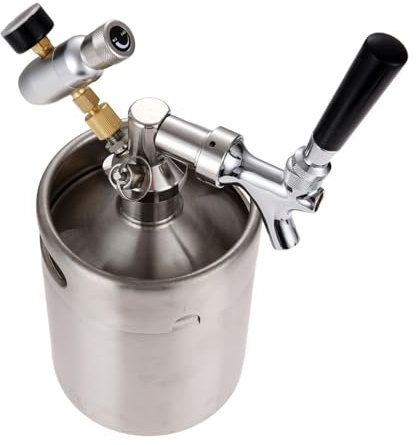 RLVYTA Cerveza elaborada Mini Barril de Cerveza de Acero Inoxidable de 2L con dispensador de Cerveza presurizado con Grifo Kit Cerveza