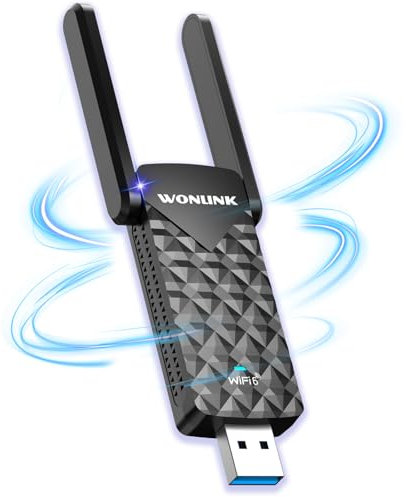 WONLINK Adaptador WiFi 6 para PC, AX1800 Mbps Receptor WiFi USB 3.0 Dual Band 5GHz & 2.4GHz con Externa Antena Ajustable, WPA3, Compatible con Windows 10/11