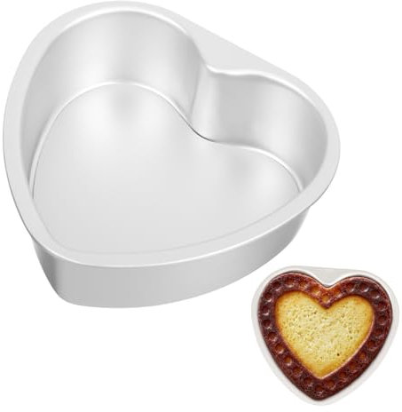 Cabilock 6 Inch Heart Shaped Baking Tin with Removable Bottom Thicken Aluminum Alloy Cake Pan for Chocolate Cakes Cheesecakes & Desserts Silver Bakeware Mould