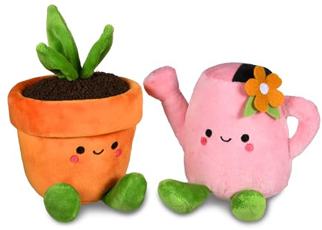 Hallmark Better Together Watering Can and Plant Plush Pair, Set of 2 | Soft Polyester, Weighted Body & Feet, Embedded Magnets, Easy to Clean, Great for Birthdays, Anniversaries, Mother’s Day