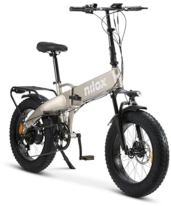 Nilox X10 Bicicleta Eléctrica Plegable, Autonomía 70km y Velocidad 25 km/h, Motor Trasero 250 W y Batería Litio Extraíble 13 Ah, E-bike con Pantalla LCD 5 Niveles