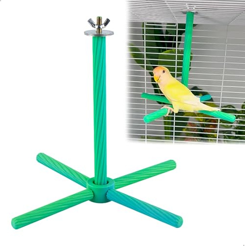 Trespolo per Pappagalli, Rotante Posatoio Limaunghie per Pappagalli, Interattivo Giochi Cocorite con Dadi e Bulloni, Gabbia per Uccelli Accessori per Inseparabili, Parrocchetti, Canarini
