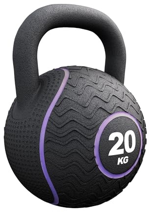 GORILLA SPORTS® Kettlebell Gummi | Eisensandkern & Gummiummantelung | Ergonomischer Griff | 4 kg bis 20 kg | Kraft- und Functional-Training (e) 20kg Violett)