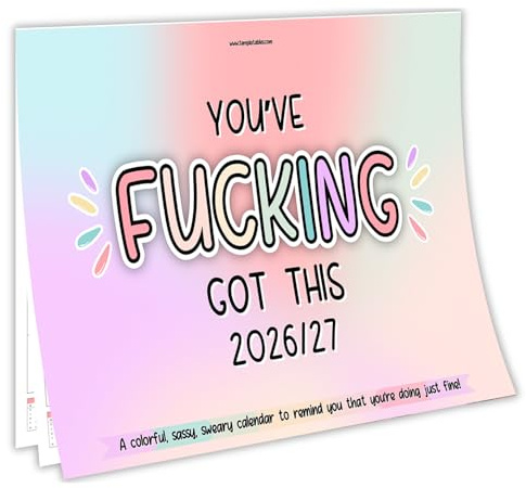 Calendario académico de pared 2026-2027, A3, se abre desde A4, 12 meses de inicio del lunes, planificador de citas motivacionales, regalo de humor para adultos, papel de 150 g/m², fabricado en Reino