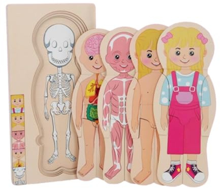 RNXRZANK Puzzle En Bois Représentant Le Corps Humain, Jouet éducatif Portable pour Enfants Développant La Motricité Fine, Jeu Préscolaire, Gril
