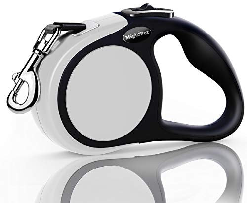 Heavy Duty Retractable Dog Leash-16ft Strong & Durable Walking Leash for S to L Dogs up to 45/115 lbs, Upgraded Lock System, Non Slip Grip, Tangle Free (Grey, Small/Medium)