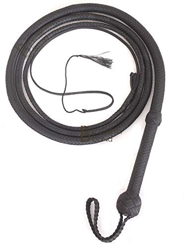 Light Weight 10, 12 Foot 12 Strands Black Equestrian Bullwhip para Cord Nylon Bull Whip for Sound Practice, Horse Handling & Costume Use (10)