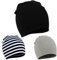 Durio Baby Mütze Jungen Mädchen Unisex Babymütze Kleinkind Wendemütze Jersey Slouch Beanie Mütze Infant Hut 3er Pack Schwarz Streifen u. Hellgrau 1-4 Jahre