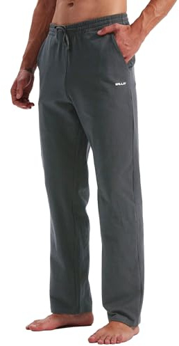 Willit Men's Cotton Yoga Sweatpants Athletic Pants Open Bottom Exercise Lounge Pants Loose Male Sweat Pants with Pockets Deep Gray XL