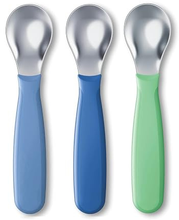 NUK Kiddy Cutlery Spoons, 3 Pack, 18+ Months Blue & Green
