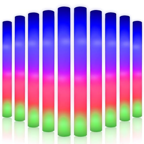 30PCS Led Foam Glow Sticks,Glow Sticks Bulk, Christmas Party Supplies with 3Modes Colorful Flashing, Valentines Day Gifts Glow in The Dark Party Supplies for Parties, Wedding, Birthday, Raves, Concert