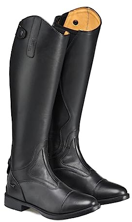 Harry Hall Burlington II Long Riding Boot - Full Leather, Streamlined Design, Elastic Panel for Perfect Fit, Zip and Press Stud Fastening Black Size 8