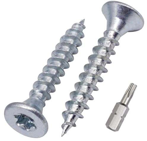 SKIR'CO (100 unidades) Tornillos para madera de acero galvanizado 4,0 x 25 mm, cabeza Torx, cabeza avellanada, tornillos para aglomerado, totalmente roscados