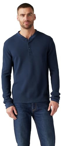 Levi's Long-Sleeve Thermal 3-Button Henley Camisa, Azul Marino, XS para Hombre