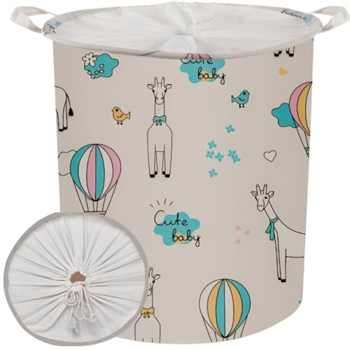EDUIORO Cesto Ropa Sucia Bebe, Cesta de tela Juguetes Infantil de Animales 35L, Plegable, de Jirafas, Cesto Almacenaje infantil Juguetes Niños ropa sucia, Caja legos, Baúl juguetes