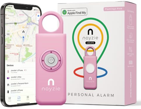 Personal Alarm for Women with GPS Tracker — Self Defence Keychain with Siren, Works with Apple Find My App, 130dB Loud Safety Alarm Sound, USB Rechargeable Bluetooth Key Finder (Flamingo Pink)