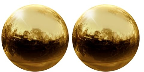 QUARKZMAN 2 Pièces Boule de Décoration de Jardin Réfléchissante en Acier Inoxydable sans Soudure, Boule Creuse de 2,5 Pouces (63mm), Boule de Jardin Miroir Lisse pour la Maison, Tonalité Or