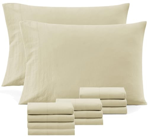 Casa Platino 12 Pack Pre-Washed Pillow Cases - Standard 50x75 cm - Soft Brushed Microfiber with Envelope Closure - Wrinkle Resistant and Durable - Sepia Rose - Linen