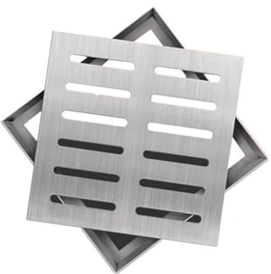 MEISO Cubierta de escape para exteriores, de acero inoxidable 304 con base, kit de cubierta para desagüe, cuadrado para desagüe de suelo, rejilla de desagüe para exteriores (10 x 10 x 2 cm)