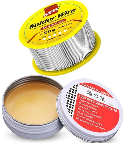 Lötzinn 0.8mm mit 50g Lötpaste, Lötzinn Bleifrei mit Kolophonium kern, Lötzinn mit Flussmittel 20g, Lötdraht für die Reparatur und den Heimwerker von Elektronischen Elektrischen Lötkomponenten