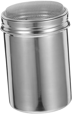 CHICAMPERA Dispensador De Polvo De Acero Inoxidable con Tapa y Malla Fina Agitador Reutilizable para Cacao Azúcar Chocolate y Especias Diseño Fácil De Usar para Cocina Versátil