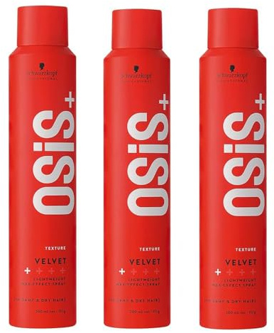 Schwarzkopf Professional OSiS Velvet Laque Cheveux Spray À Effet Cire Définition Douce Brillance Naturelle Formule Non Grasse Non Collante Fixation Légère 200 ml - lot de 3