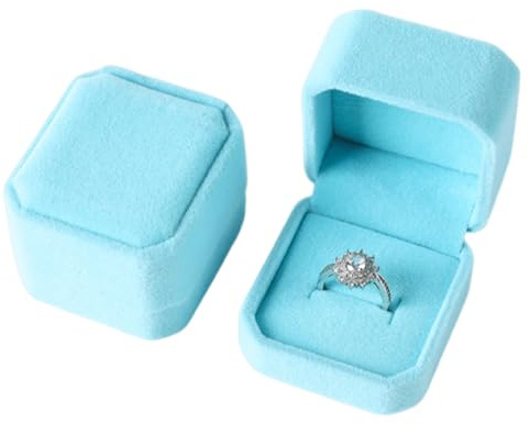 Velvet Ring Box Engagement Ring Boxes for Jewellery Wedding Ring Box Wedding Day Gifts Earring Gift Boxes for Proposal Engagement Ceremony Women Men (light blue)