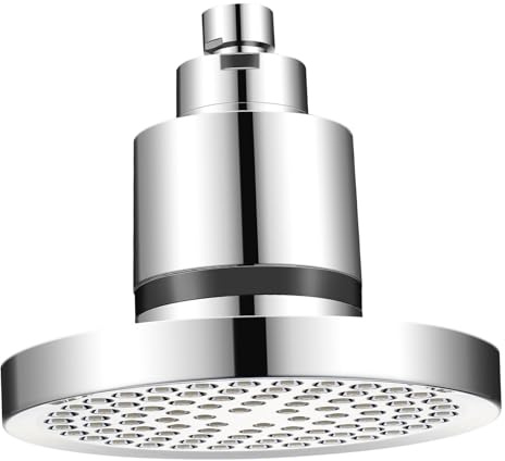 Toyvian Duschkopf mit Filter Edelstahl Hochdruck Duschbrause für Hartes Wasser Brunnenwasser 15-stufige Wasserenthärtung Silber