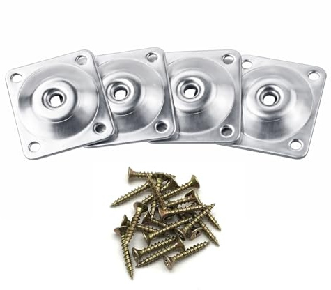M8 Furniture Leg Mounting Plates (4-Pack) – Metal Slope Attachment Brackets for Sofa, Table, and Chair – Square Heavy Duty Fixing Plates for Tapered Legs