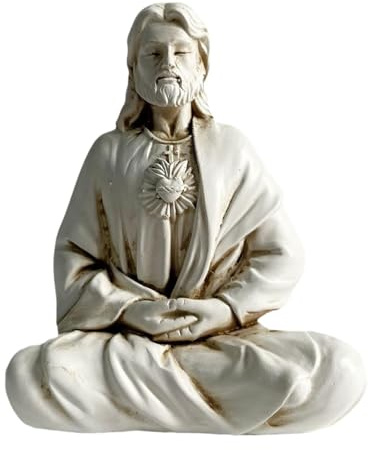 NonMiFyR Figura de Jesús Meditando, Adorno Navideño de Mesa, Colección Navideña para Estantería, Escultura Religiosa, 11x9cm