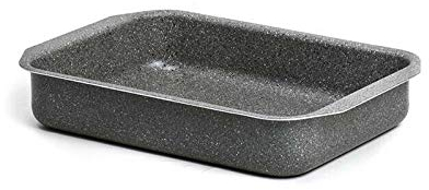 EURONOVITA' SRL LASAGNERA TEGLIA Pietra VULCANICA da Forno 32 CM Rettangolare, Grigia, 32 x 26,5 x 6,5 cm