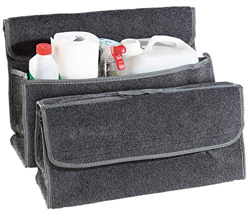 Lescars Auto Kofferraumtasche: 2er Pack Anti-Rutsch-Kofferraumtasche mit Klettbefestigung Large (Autotasche Kofferraum, Kofferraumorganizer, Werkzeugtasche)