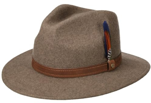 Stetson Rincova Traveller Wollhut Unifarbener Outdoor-Filzhut mit Ledergarniturband Made in USA Herren Herbst Winter Hellbraun L (58-59 cm)