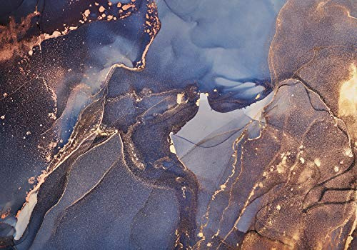 wandmotiv24 Fototapete Aquarell Stein Optik Kunst, XXL 400 x 280 cm - 8 Teile, Wanddeko, Wandbild, Wandtapete, Wasserfarben Marmor Acryl blau gelb M6574